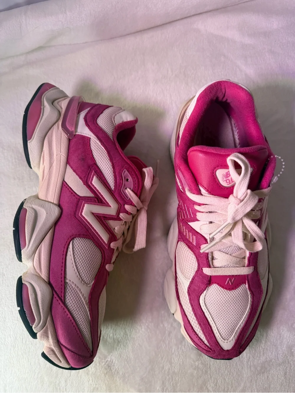 New Balance Women's Hot Pink and Cream Chunky Sneakers